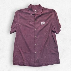 Tommy Bahama Southern Miss State Floral Stitching Al Fresco Tropics Silk‎ Maroon